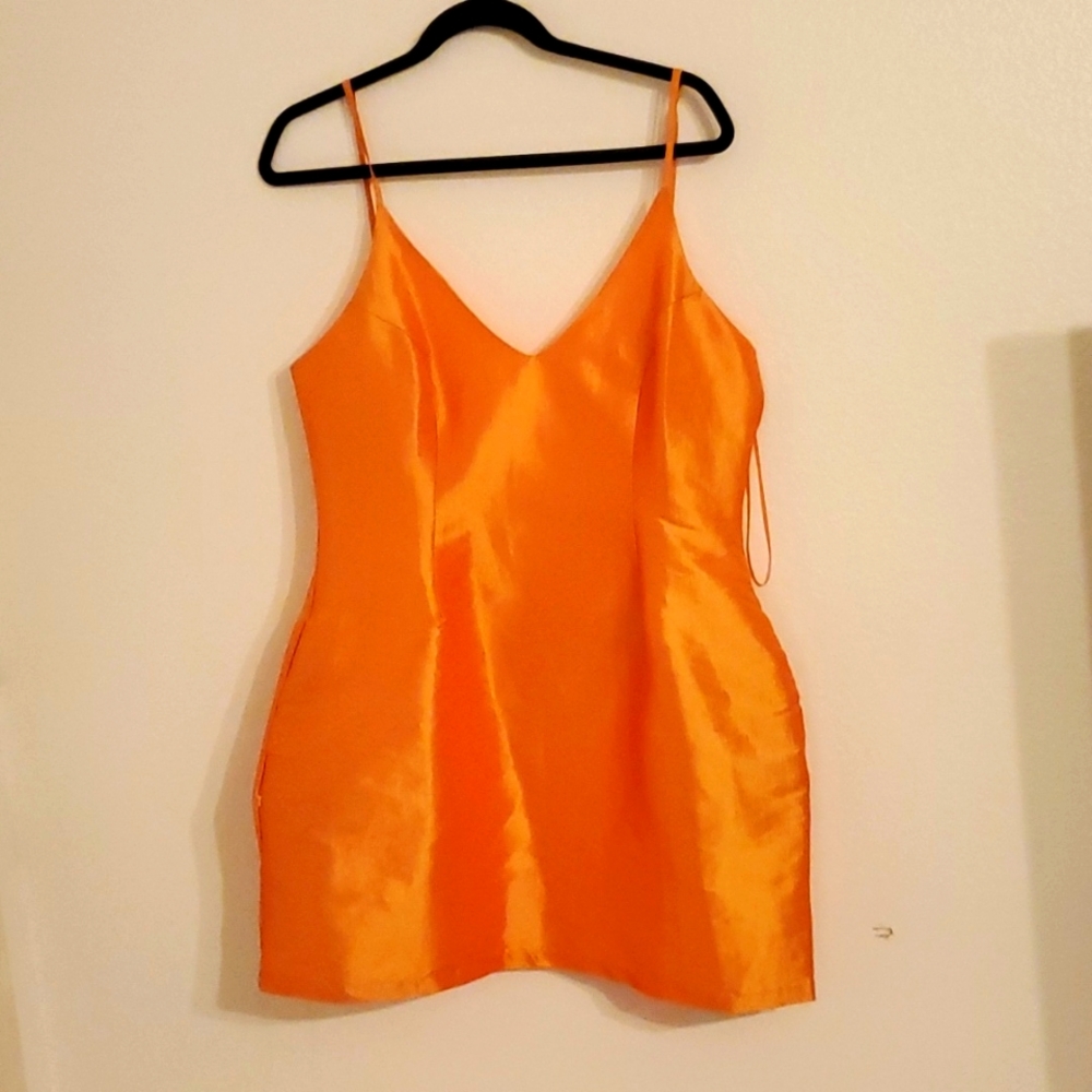 ORANGE chrome bodycon dress